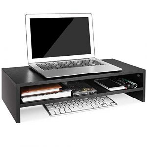 Monitorständer Schwarz, Schreibtisch Tischaufsatz Schwarz, schwarzer Bildschirmständer, Bildschirmständer Schreibtisch schwarz, Tischaufsatz für Monitore Schwarz
