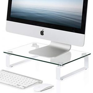 Monitorständer Glas, Schreibtisch Tischaufsatz Glas, Glas Bildschirmständer, Bildschirmständer Schreibtisch Glas, Tischaufsatz für Monitore aus Glas, Glas Monitorständer