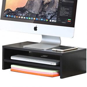 Monitorständer Schwarz, Schreibtisch Tischaufsatz Schwarz, schwarzer Bildschirmständer, Bildschirmständer Schreibtisch schwarz, Tischaufsatz für Monitore Schwarz
